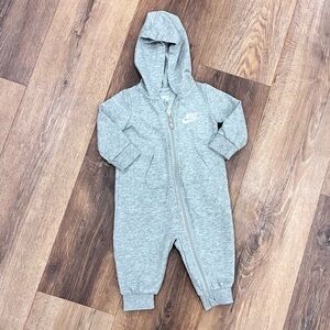 Nike Gray One Piece Hooded Romper Winter Outfit Athletic Sporty 6m